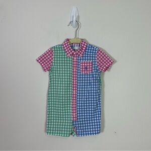 Ralph Lauren Baby Boy Gingham Cotton Polin Fun Shortall Size 18 Months